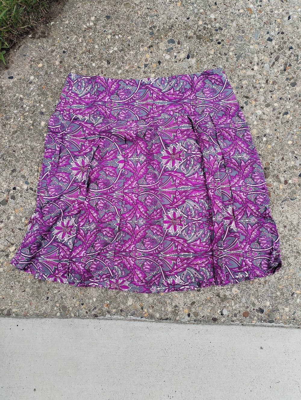 Floral Pink and Gray Skirt 100% Silk